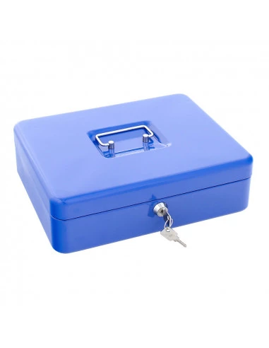 Grande Plus Fer Caisse coffre-fort avec serrure à combinaison et un bac de Compartiment pour monnaie Monnaie Vérifications de factures bleu 