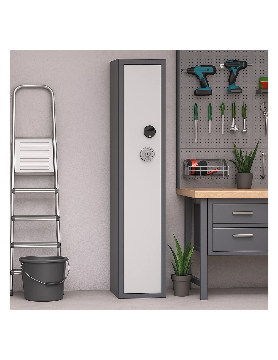 Armoire À Fusils Bordogna Thorax Pf 4C Serrure À Clé installé dans un garage armoire-1-9-fusils-Armoire À Fusils Bordogna Thorax Pf 4/C Serrure À Clé-2